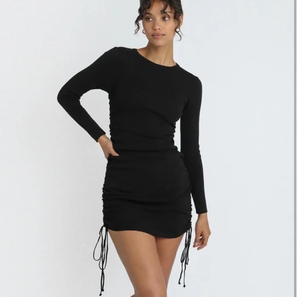 lioness montana mini dress black Lace & Beads Twilight Strapless Maxi Dress With Scarf In Black Black / UK18 main image 1